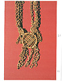 Necklace, three parallel chains with disk, Straw, Maure